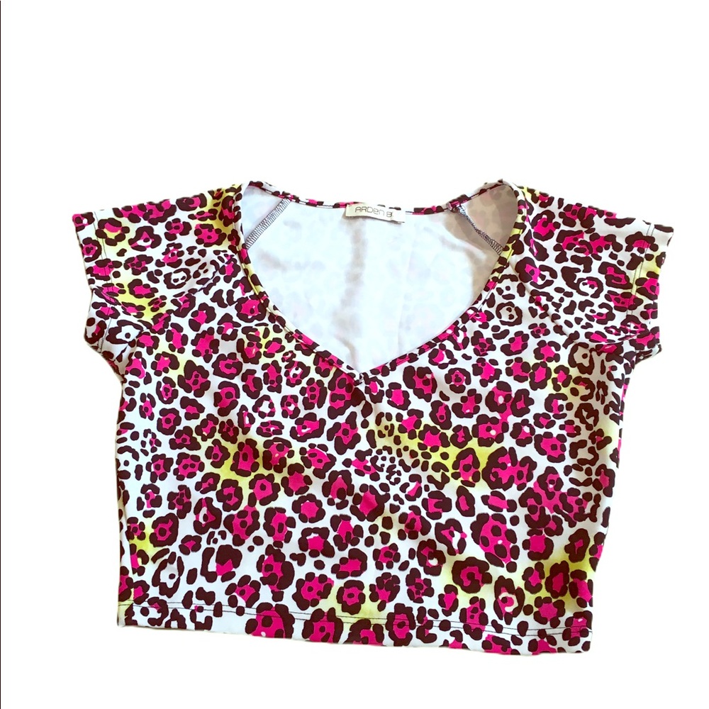 Arden B hot pink cheetah print crop top